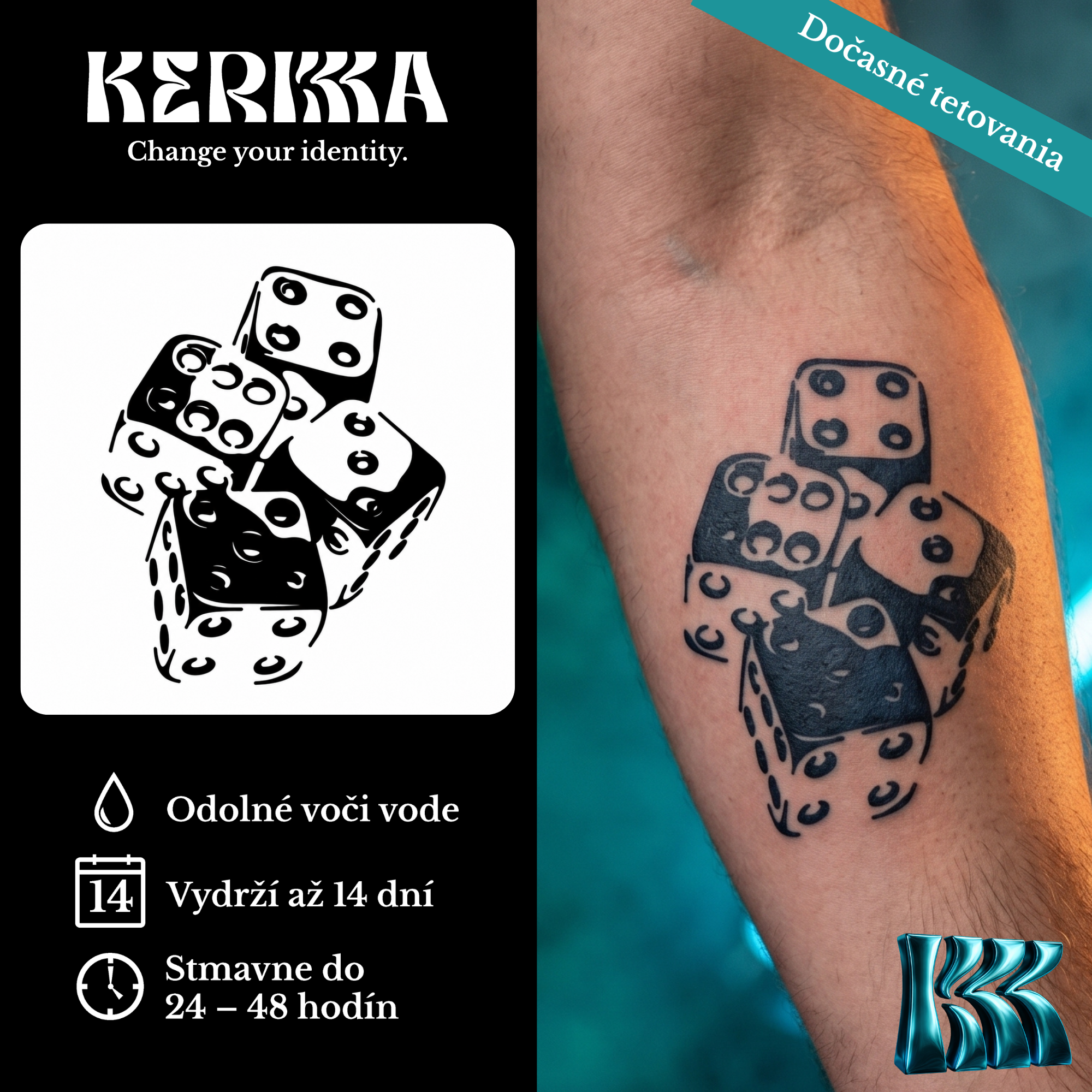 KERKKA Kocky dočasné genipin tetovanie 7x7 cm