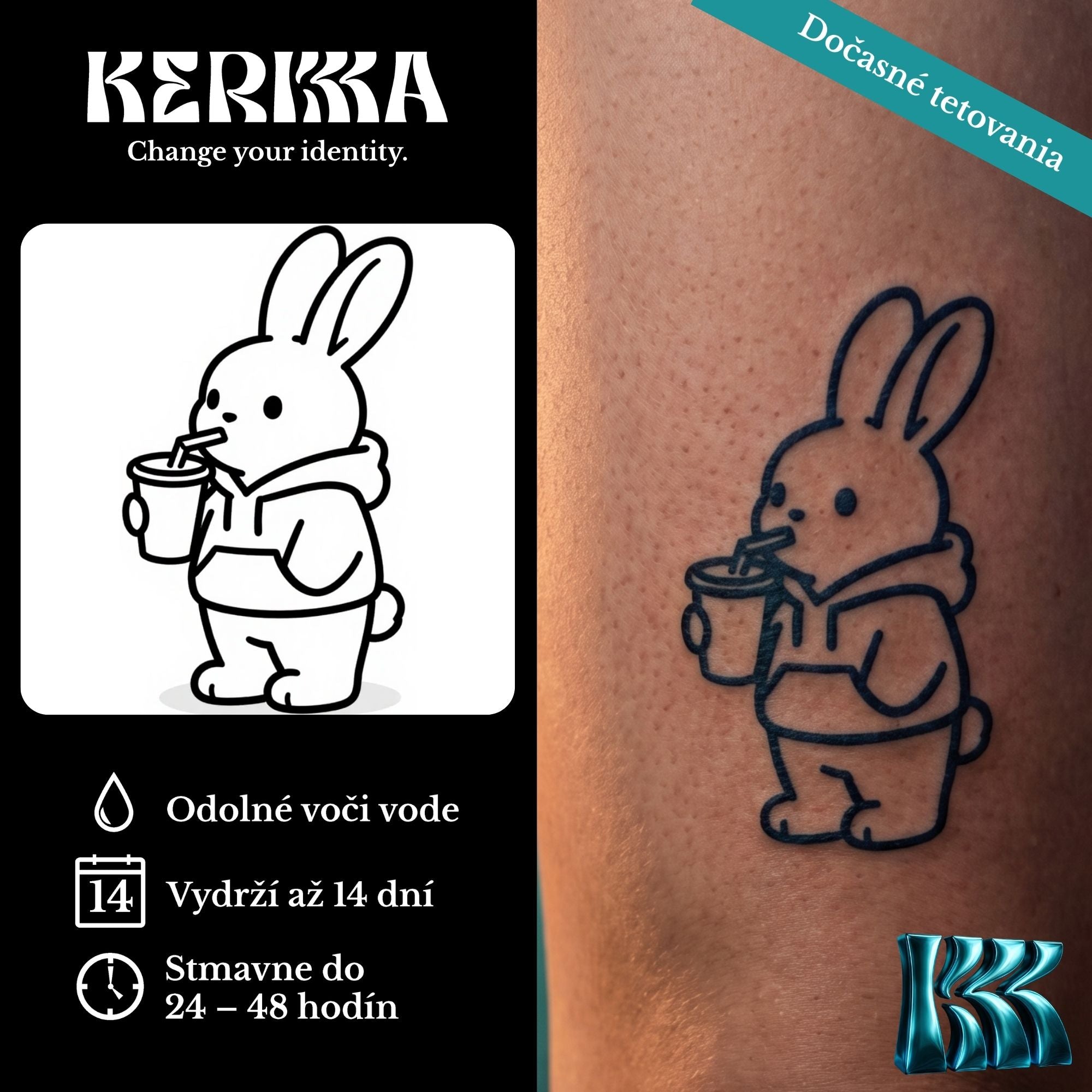 Cute Chaos 4+1 ZADARMO balenie - Coffee Bunny dočasné genipínové tetovanie