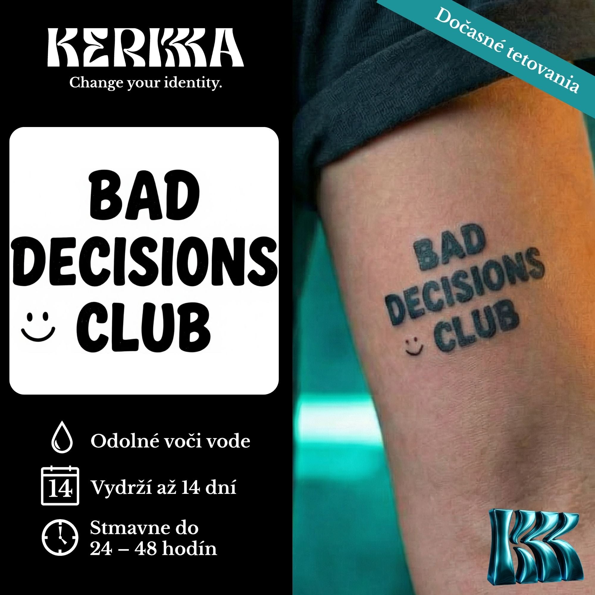 No Regrets balenie - Bad Decisions Club dočasné genipínové tetovanie