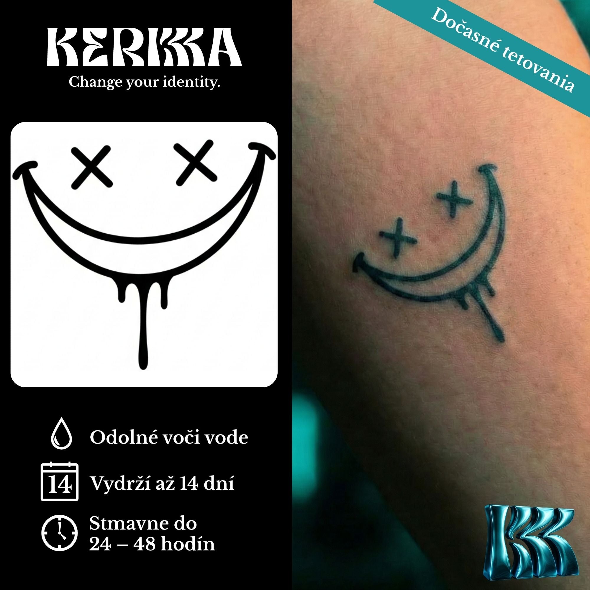 Mini Attitude 4+1 ZADARMO balenie - Halo Drip Smiley dočasné genipínové tetovanie