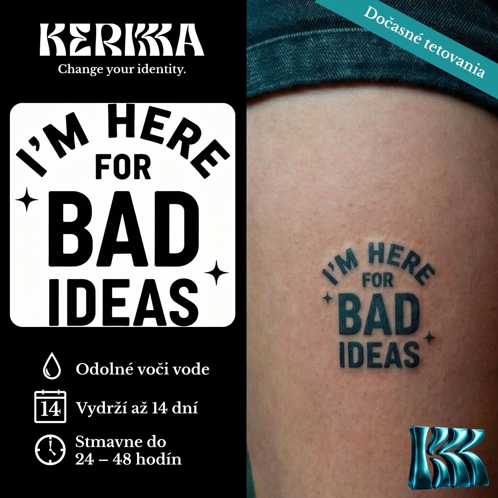 No Regrets balenie - Here For Bad Ideas dočasné genipínové tetovanie