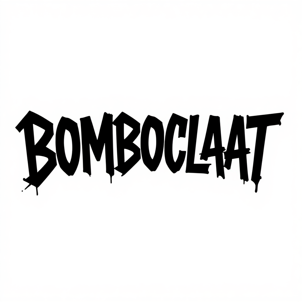 BOMBOCLAAT graffiti horror font na bielom pozadí — KERKKA