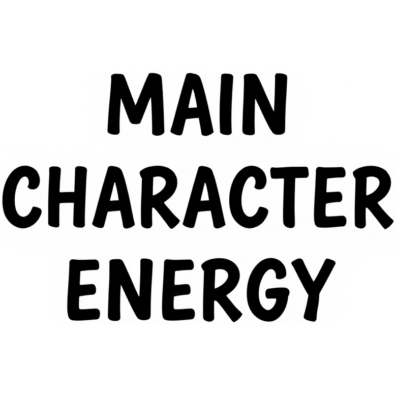 MAIN CHARACTER ENERGY zaoblené tučné písmená na bielom pozadí — KERKKA