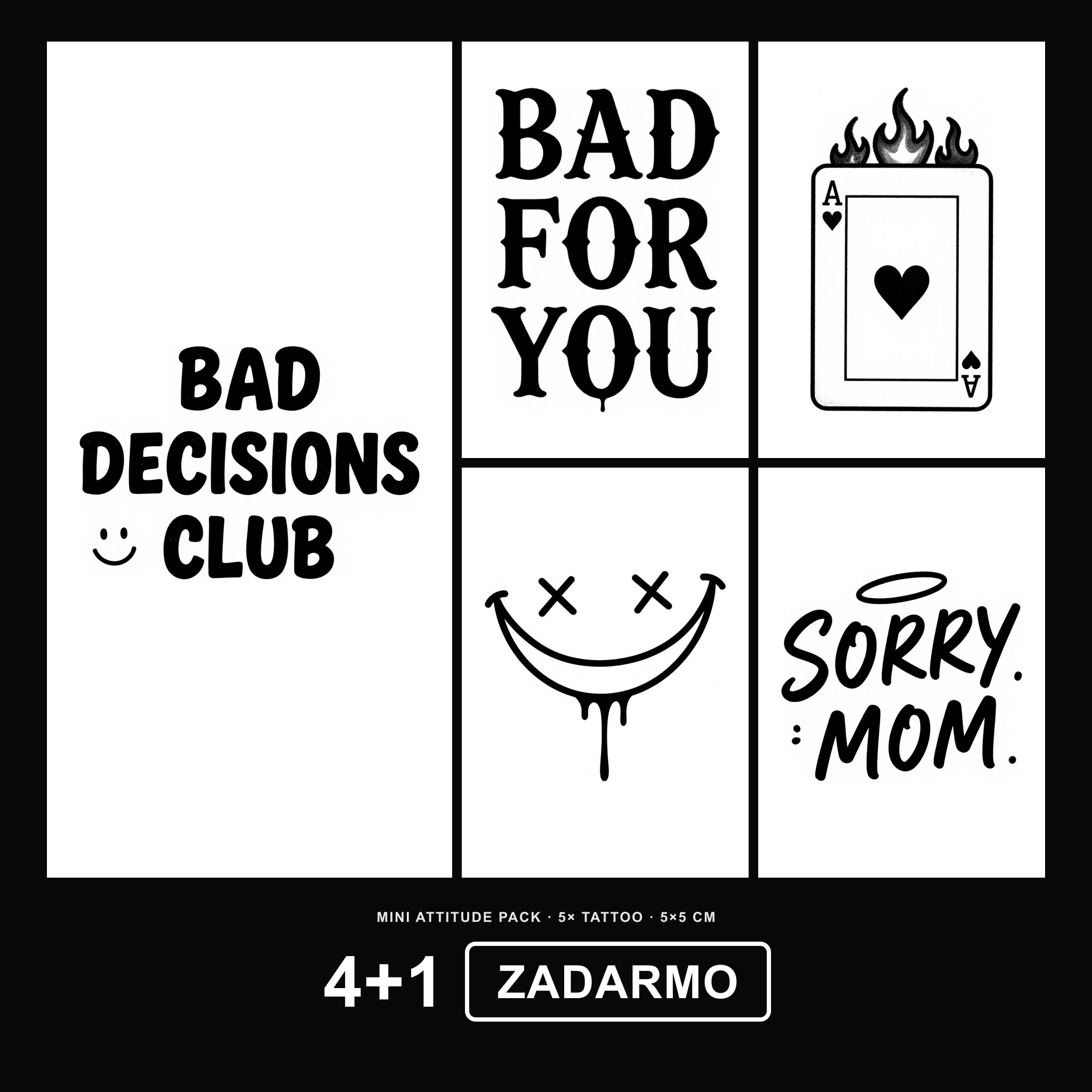 Mini Attitude 4+1 ZADARMO Pack - KERKKA dočasné tetovanie
