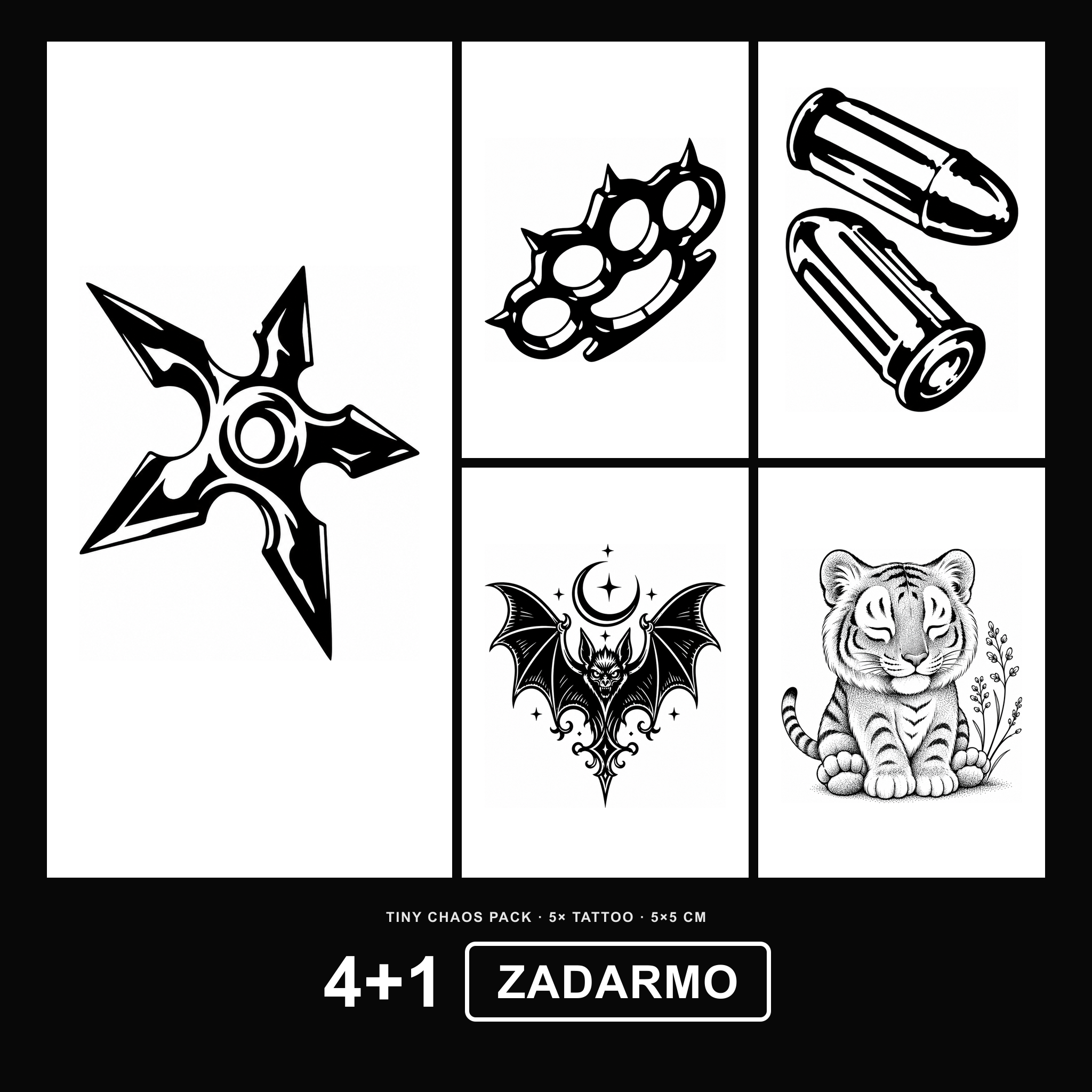 Tiny Chaos 4+1 ZADARMO Pack - KERKKA dočasné tetovanie
