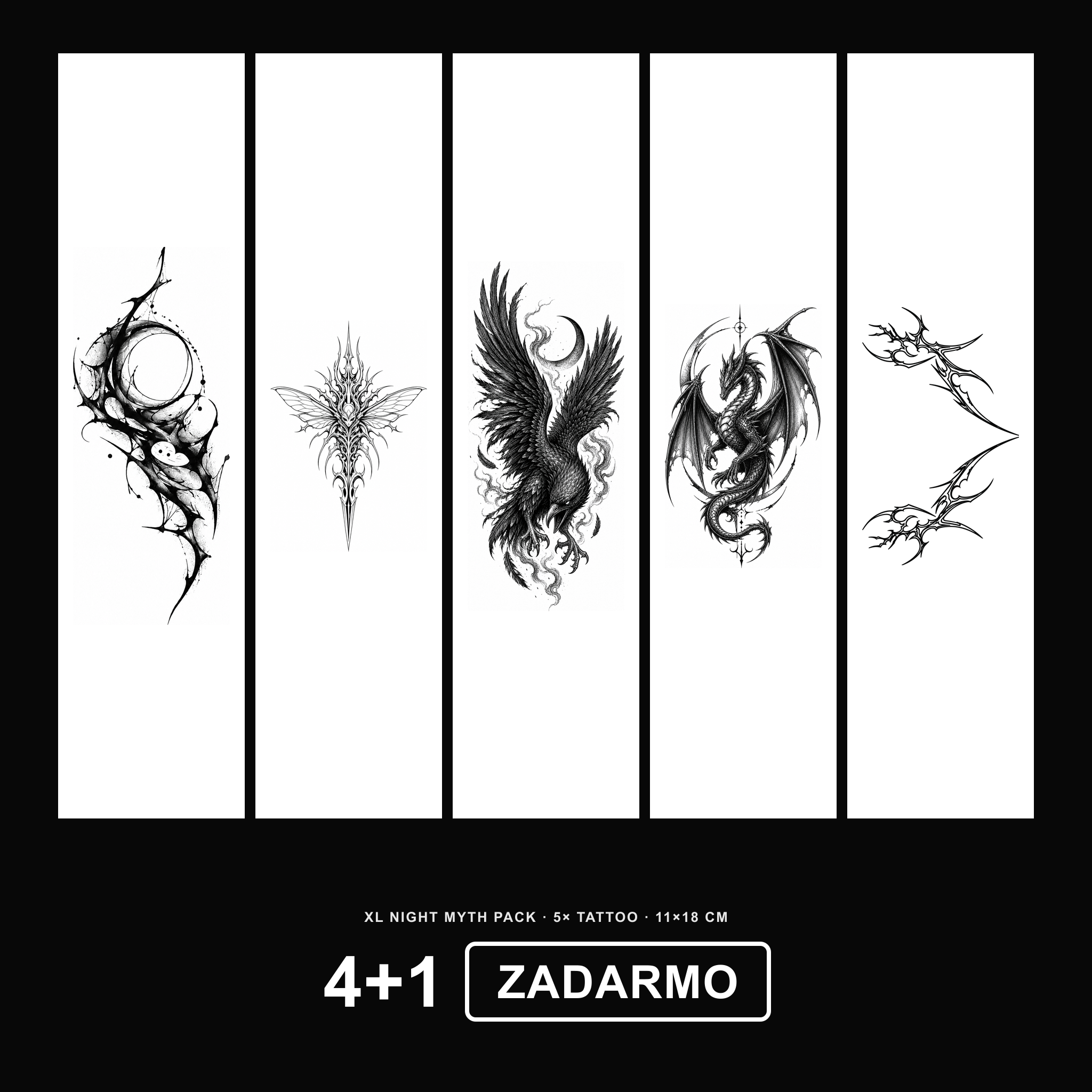 XL Night Myth 4+1 ZADARMO Pack - KERKKA dočasné tetovanie
