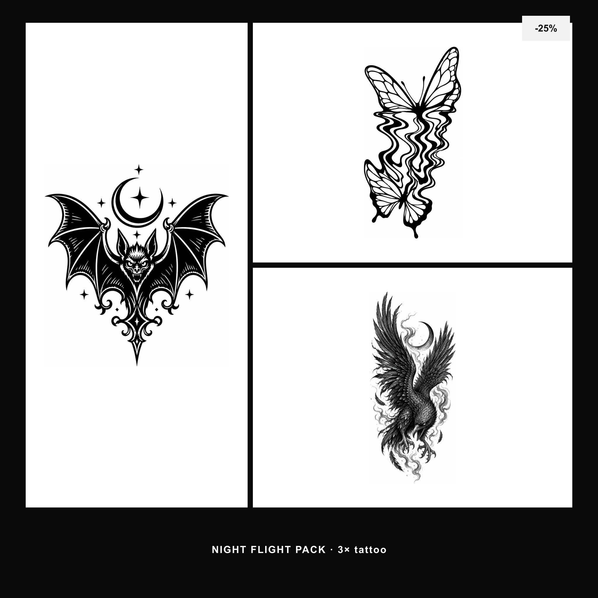 Night Flight Pack - KERKKA dočasné tetovanie