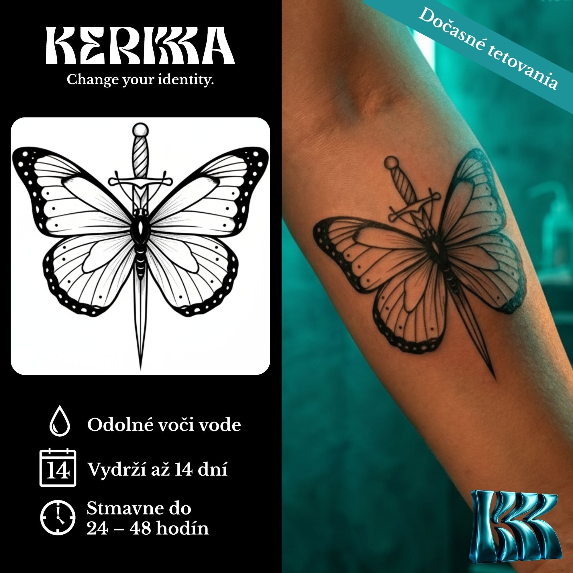 Dark Icons 4+1 ZADARMO balenie - Bladewing Butterfly dočasné genipínové tetovanie
