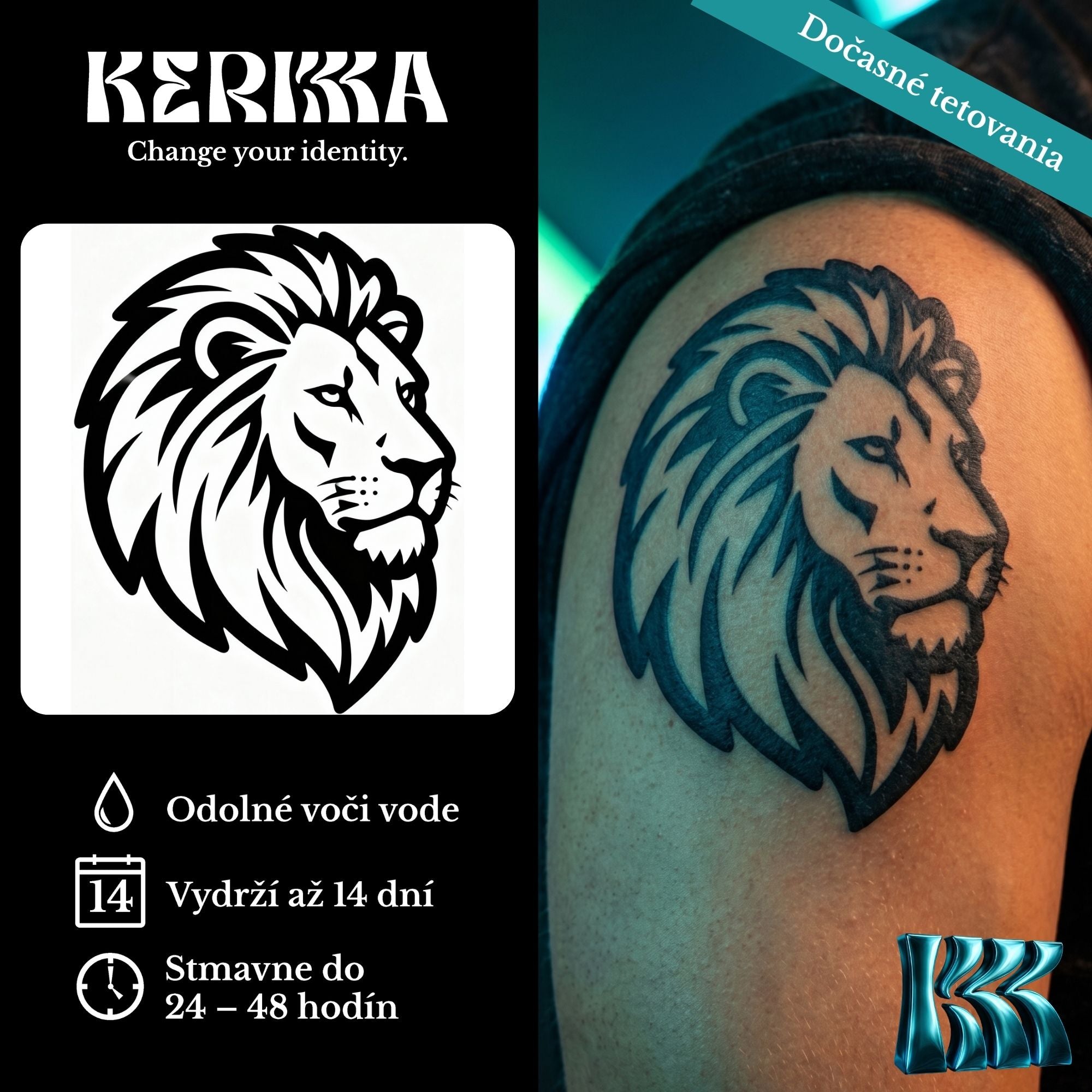 Animal balenie - Chrome Lion Crest dočasné genipínové tetovanie