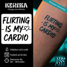 FLIRTING IS MY CARDIO tučný text so srdcom, dočasné tetovanie na ruke — KERKKA