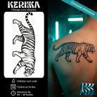 Tiger kráčajúci v profile, dočasné tetovanie na chrbte — KERKKA