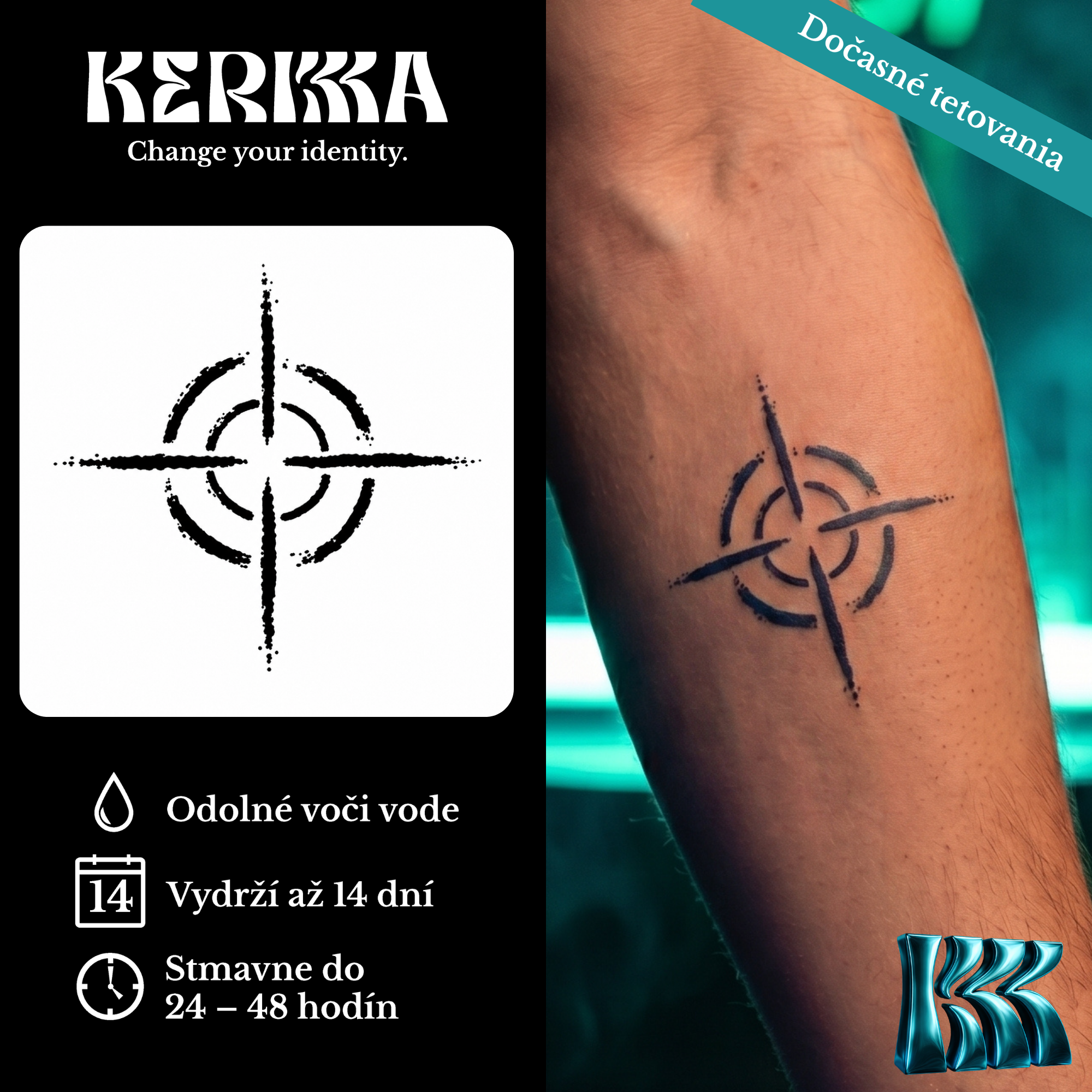 KERKKA Scope dočasné genipin tetovanie 5x5 cm