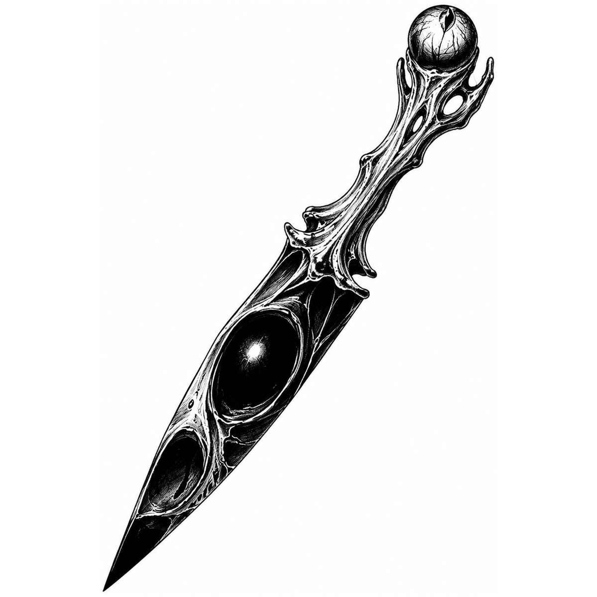 KERKKA Obsidiánová dýka dočasné genipin tetovanie M 7x7 cm