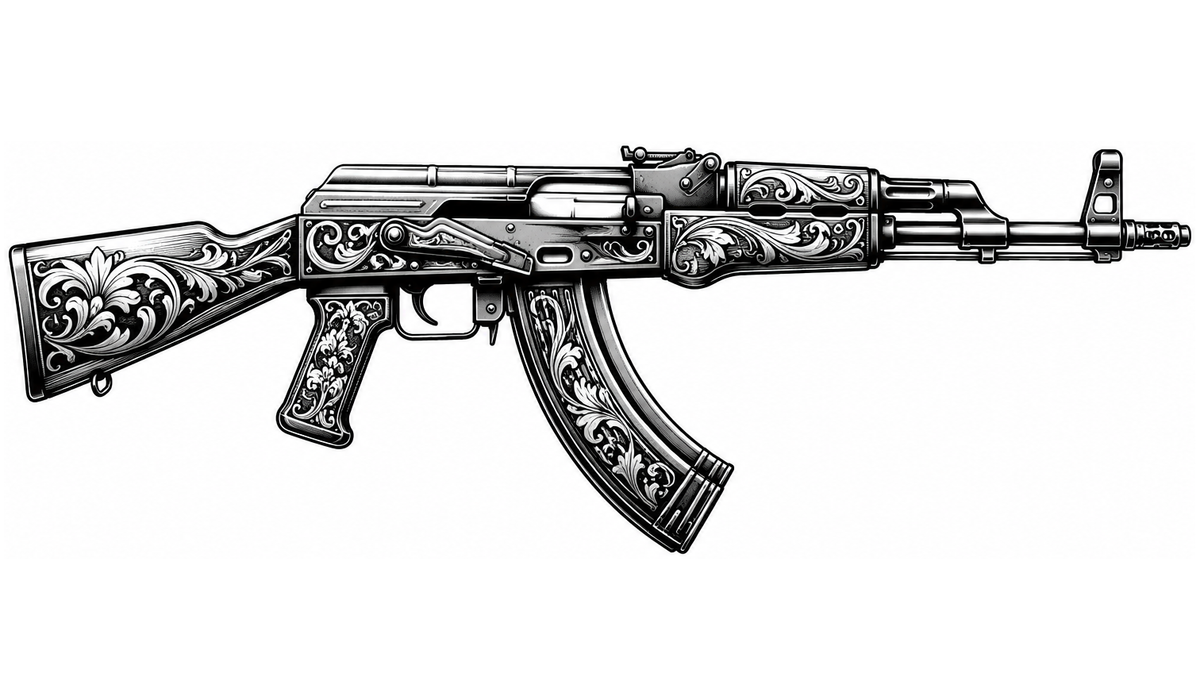 KERKKA AK-47 dočasné genipin tetovanie V 7x12 cm