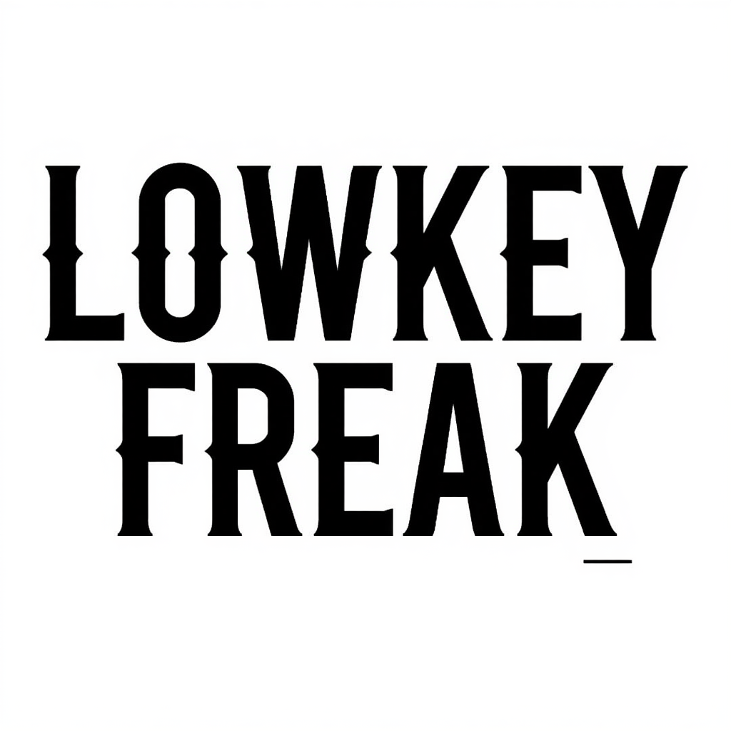 LOWKEY FREAK tučné blokové písmená na bielom pozadí — KERKKA
