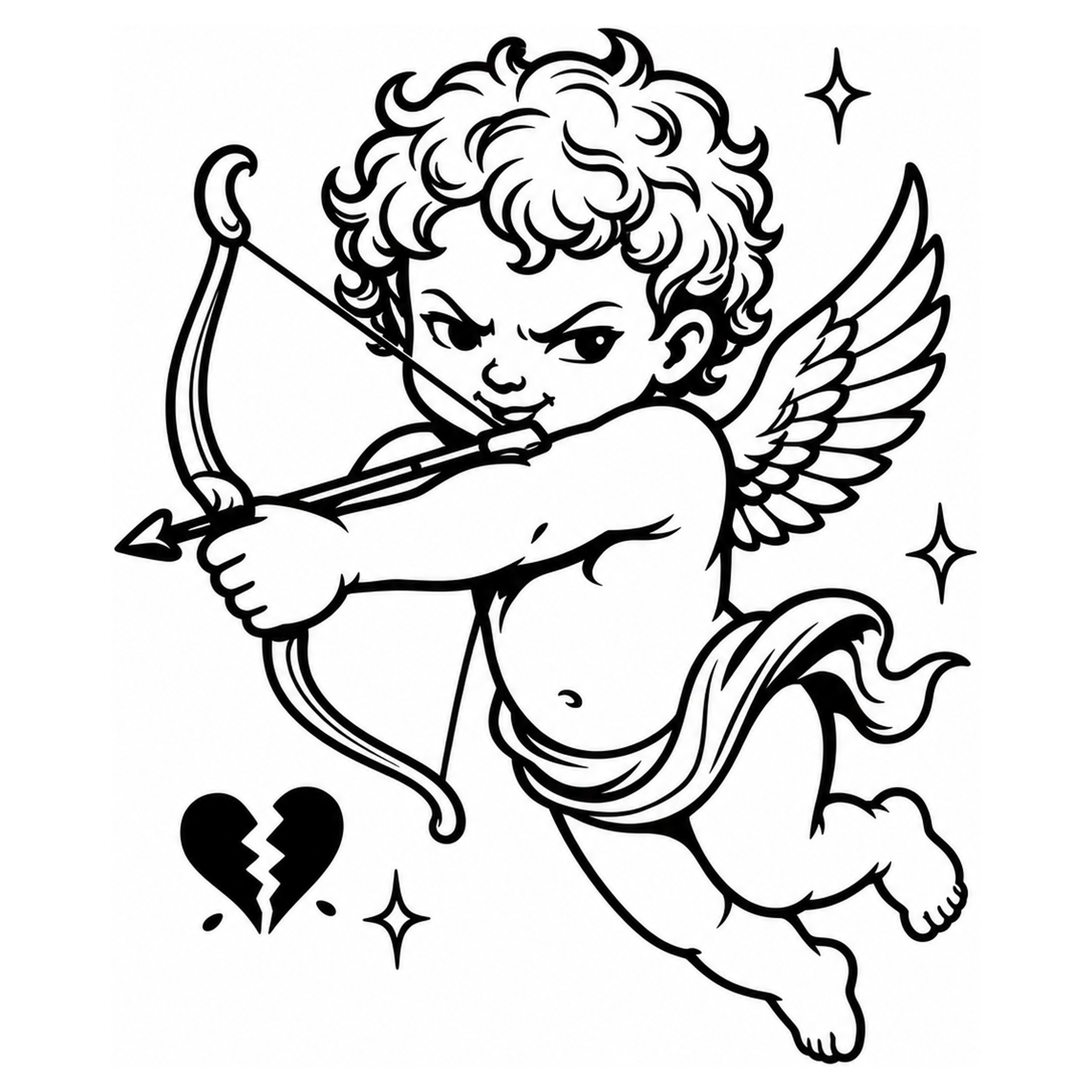 KERKKA Zlomený amor dočasné genipin tetovanie M 7x7 cm