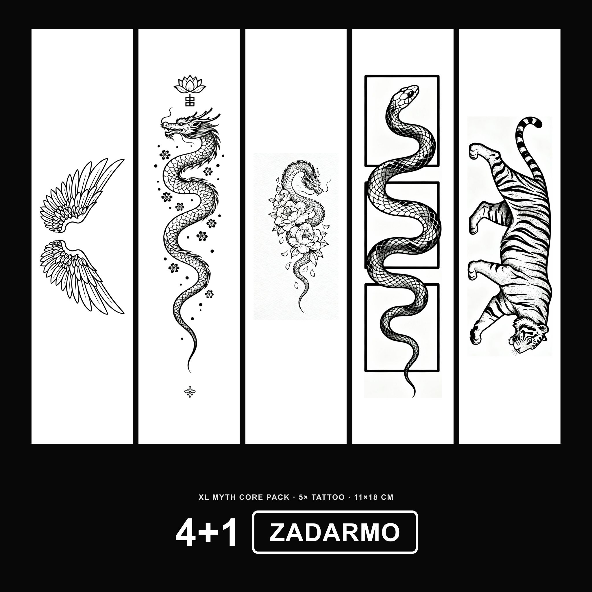XL Myth Core 4+1 ZADARMO Pack - KERKKA dočasné tetovanie