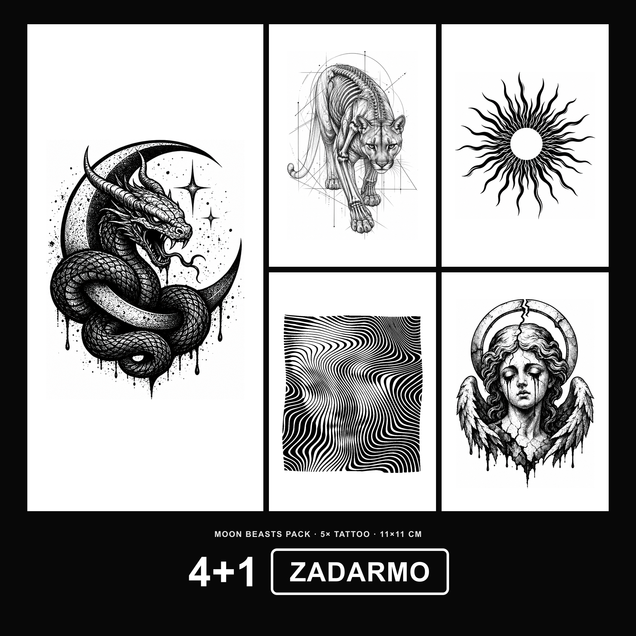 Moon Beasts 4+1 ZADARMO Pack - KERKKA dočasné tetovanie