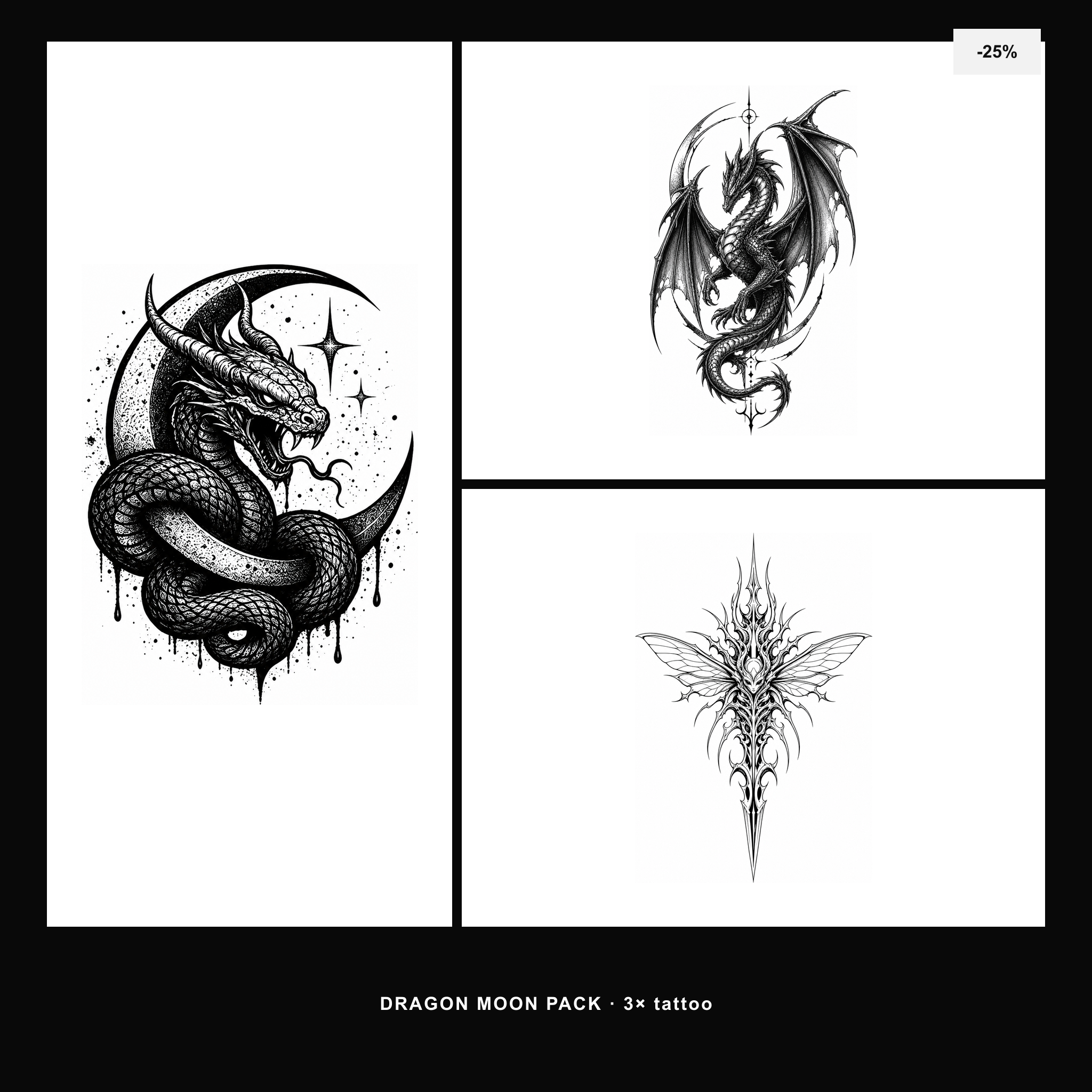 Dragon Moon Pack - KERKKA dočasné tetovanie