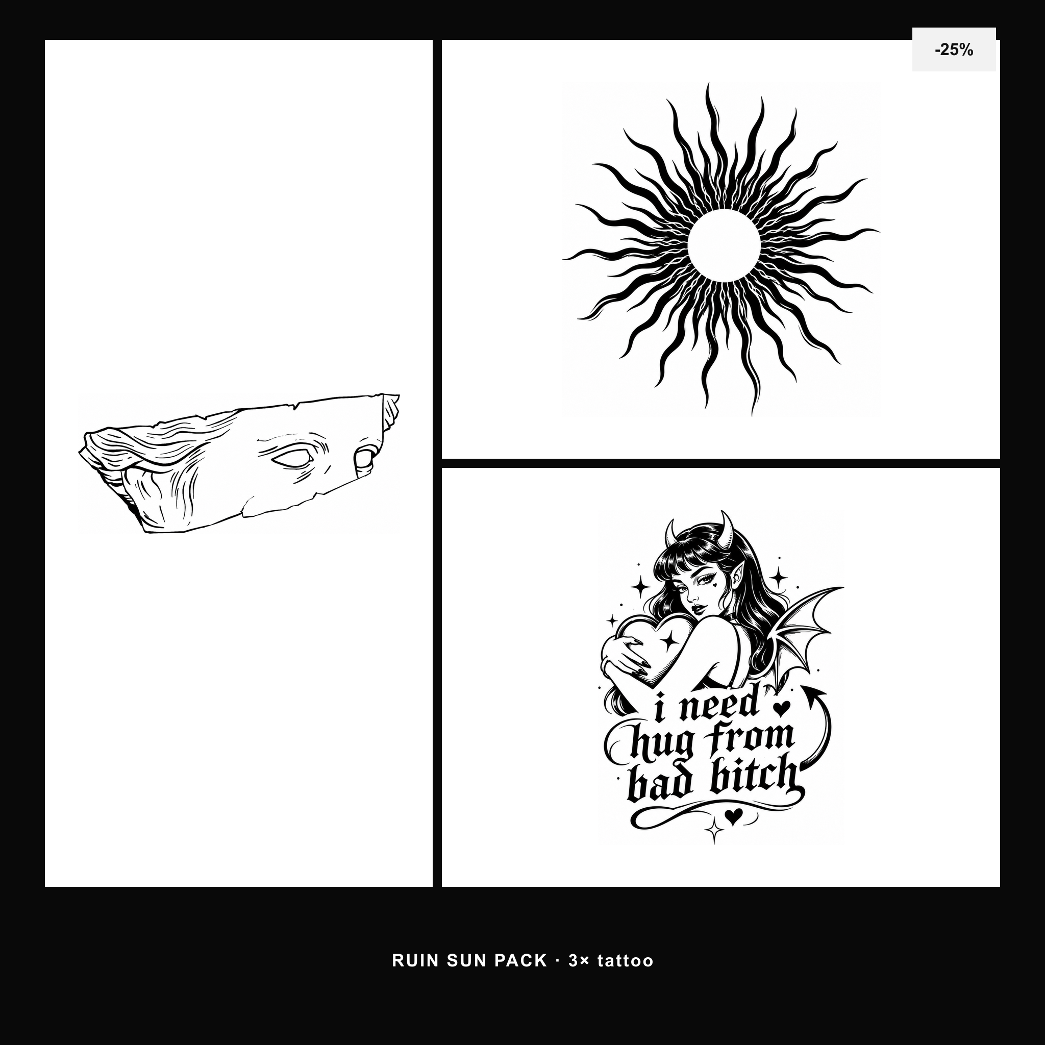 Ruin Sun Pack - KERKKA dočasné tetovanie