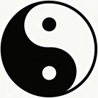 Klasický jin-jang symbol v čierno-bielom prevedení — KERKKA