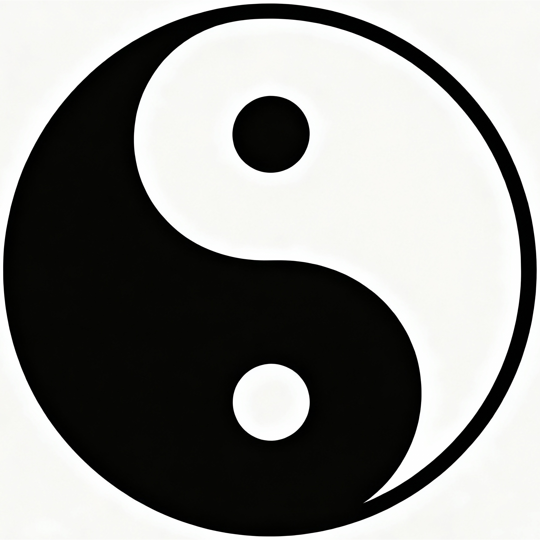 Klasický jin-jang symbol v čierno-bielom prevedení — KERKKA